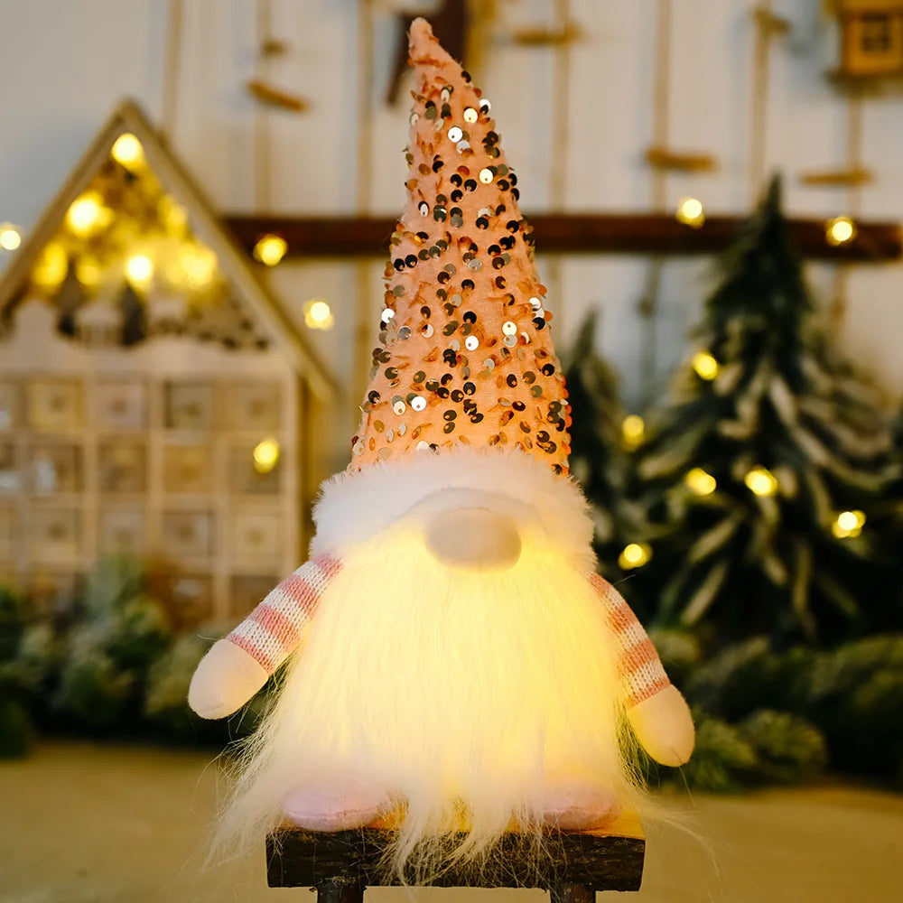 30cm Glowing Gnome Christmas Faceless Doll – LED Light Tree Decoration & Holiday Gift 2025