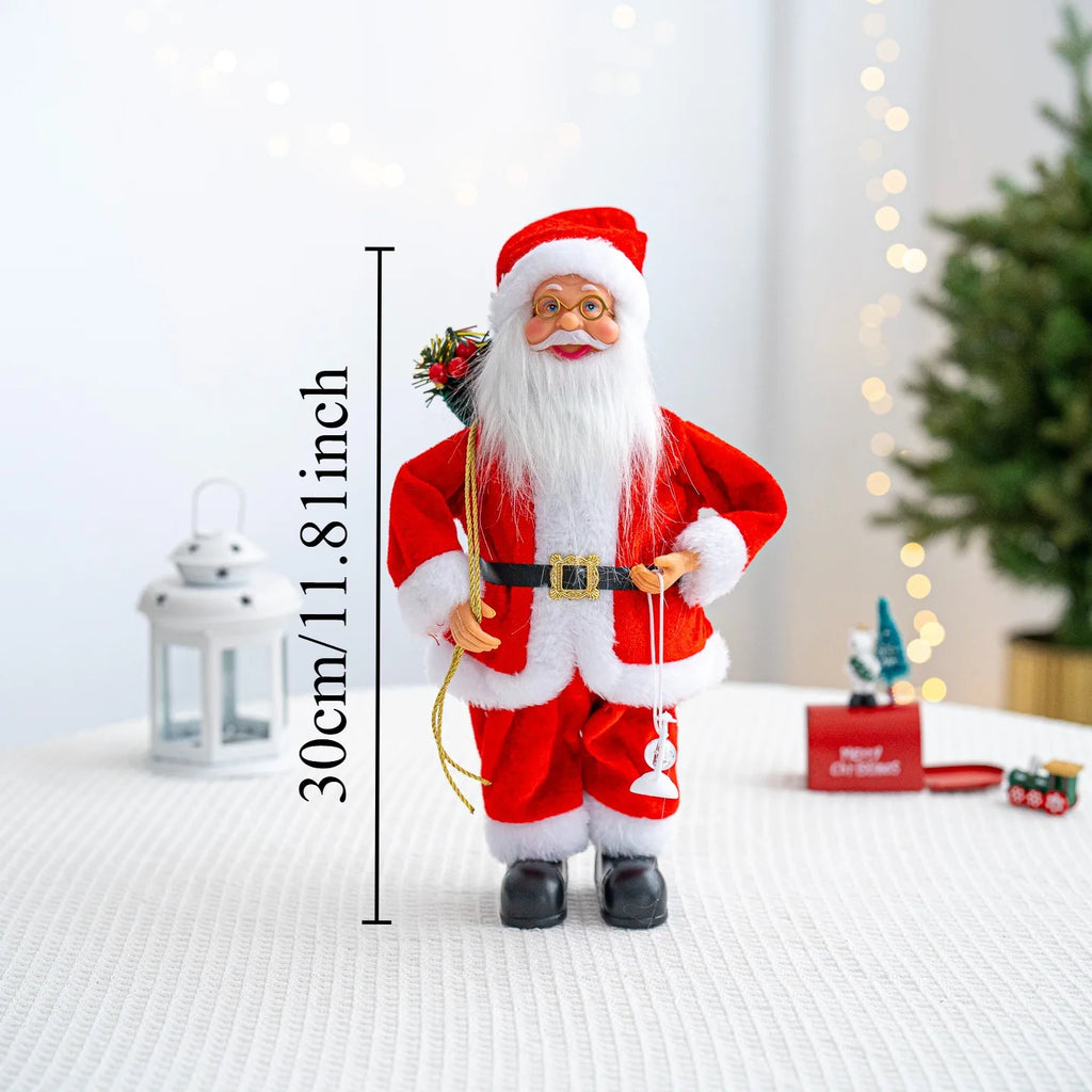 30cm Santa Claus Figurine with Christmas Backpack – Creative Standing Old Man Doll Ornament 2025