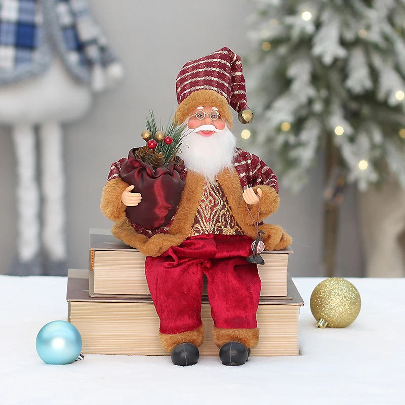35cm Sitting Santa Claus Figurine – Cute Christmas Doll for Table, Fireplace & Home Decoration 2025