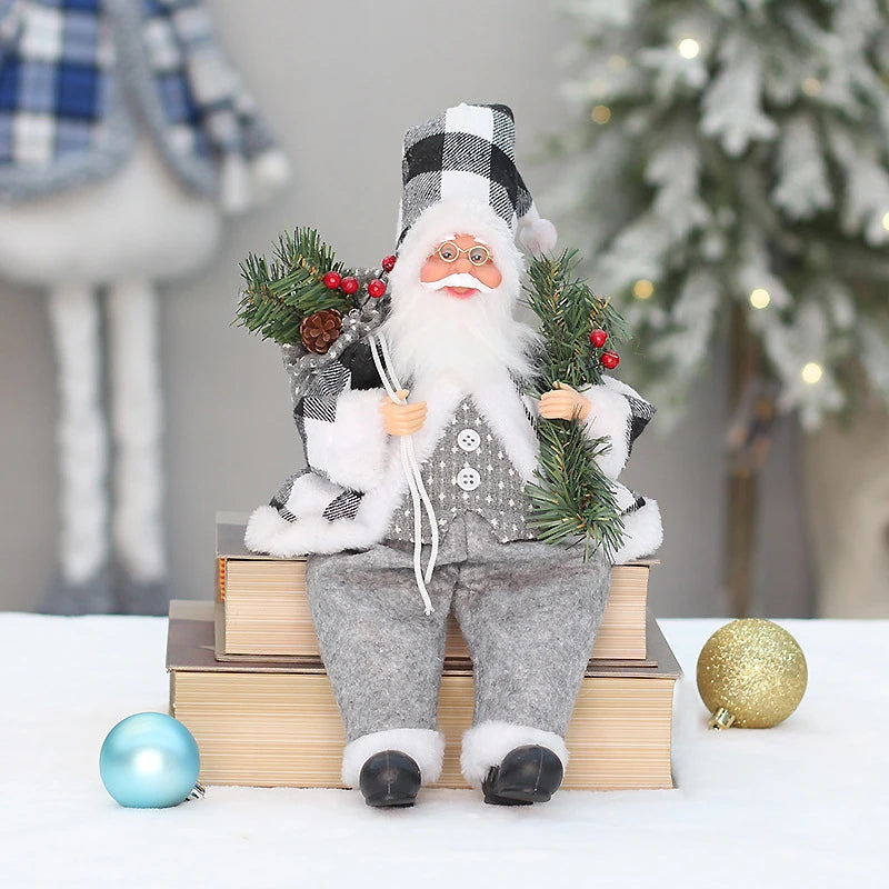 35cm Sitting Santa Claus Figurine – Cute Christmas Doll for Table, Fireplace & Home Decoration 2025