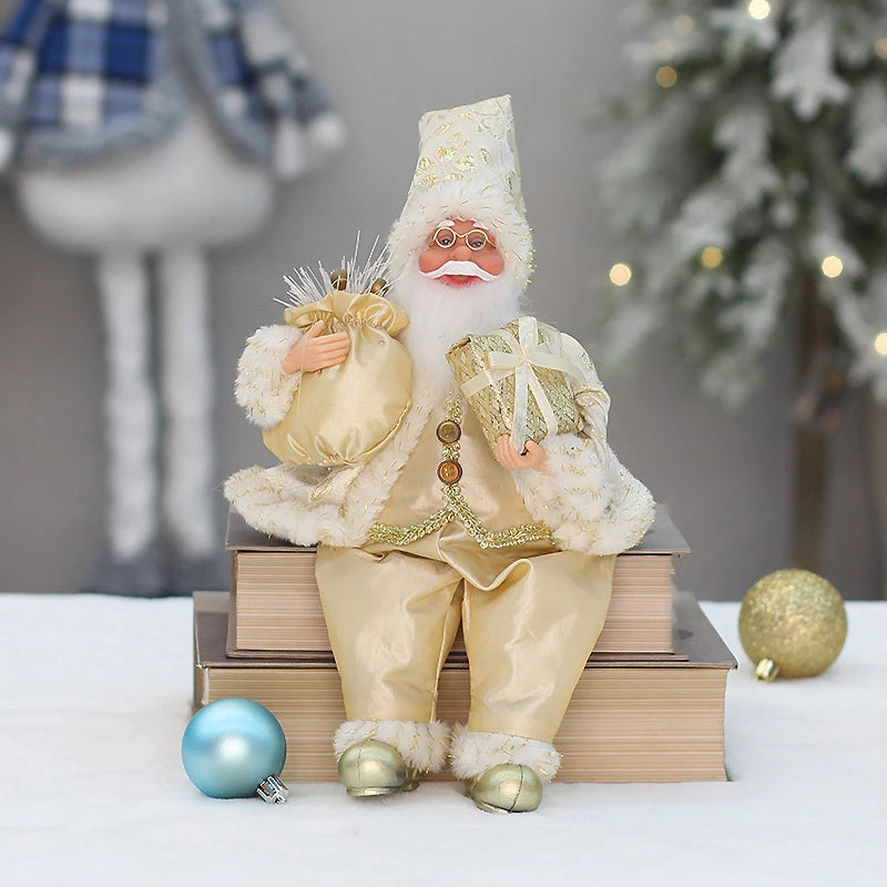 35cm Sitting Santa Claus Figurine – Cute Christmas Doll for Table, Fireplace & Home Decoration 2025