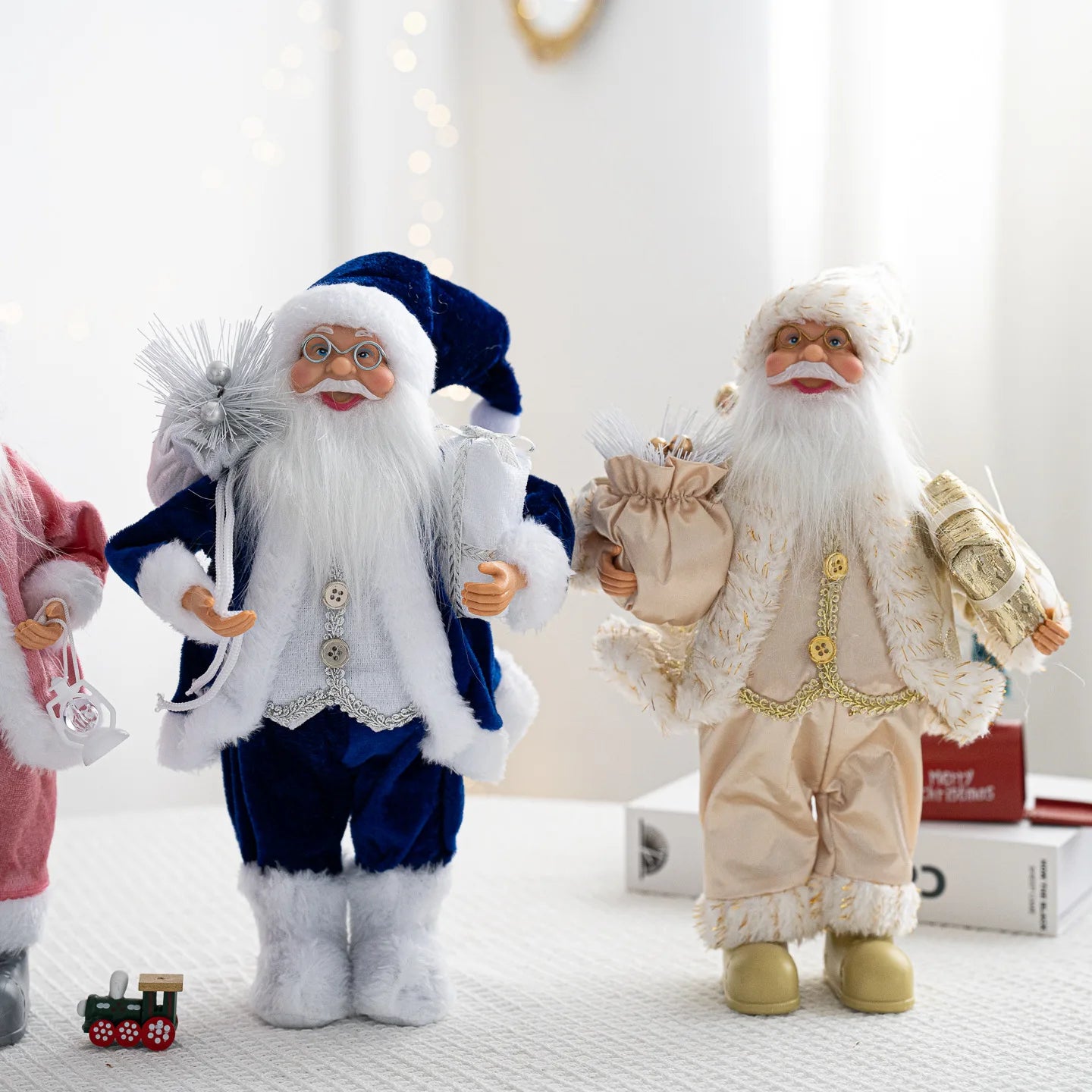 30cm Santa Claus Figurine with Christmas Backpack – Creative Standing Old Man Doll Ornament 2025