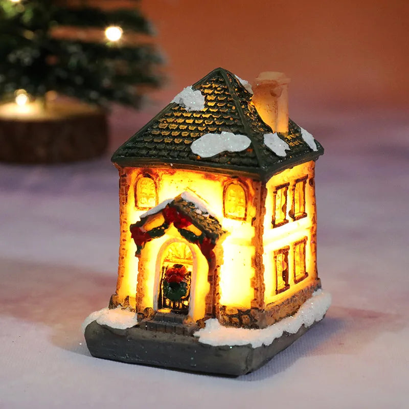 Christmas House Light Decorations – Resin Mini LED Ornaments with Battery | Kids Xmas Gift & Home Decor 2025