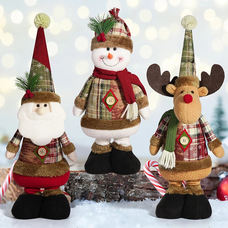 Christmas Standing Dolls – Santa Claus, Snowman & Reindeer Figurines | 2025 Holiday Home Decorations