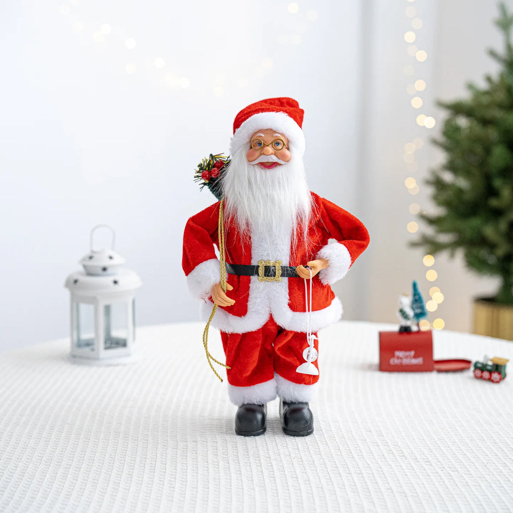30cm Santa Claus Figurine with Christmas Backpack – Creative Standing Old Man Doll Ornament 2025