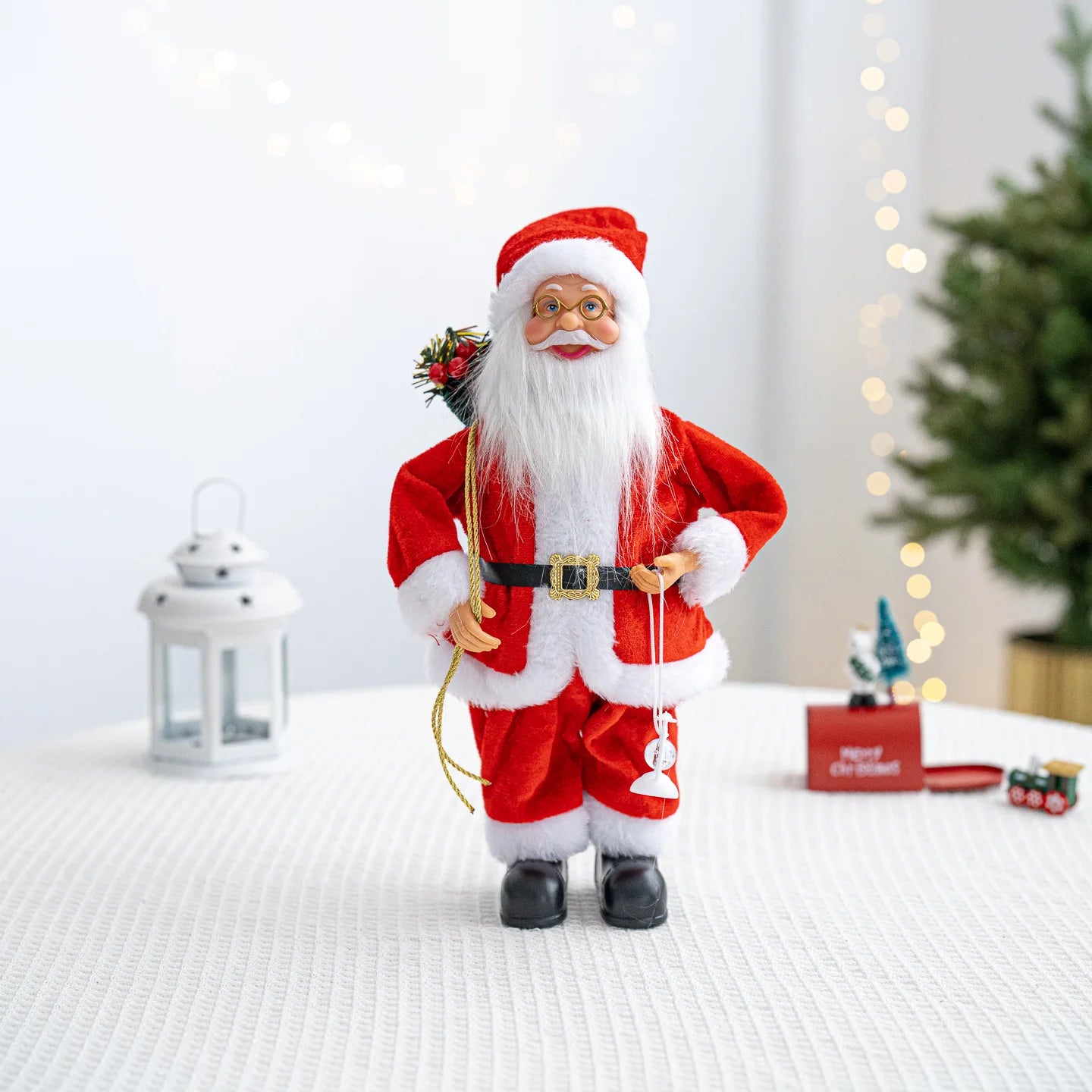 30cm Santa Claus Figurine with Christmas Backpack – Creative Standing Old Man Doll Ornament 2025
