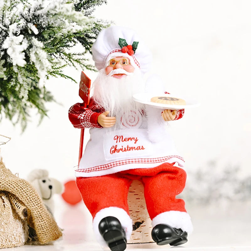 35cm Sitting Santa Claus Figurine – Cute Christmas Doll for Table, Fireplace & Home Decoration 2025