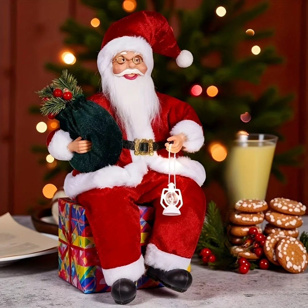 2/1 Piece Red Standing & Sitting Santa Claus Statue Ornaments – Dual Design Christmas Decorations 2025