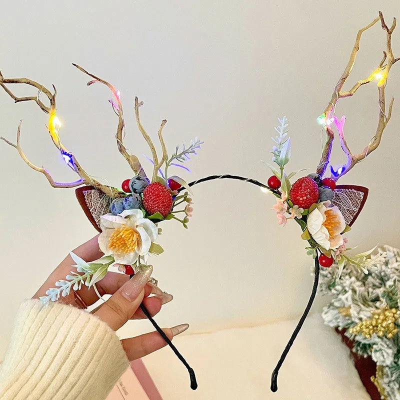 Christmas Luminous Hairpin & Headband – LED Deer Antler Hair Accessories | Xmas Party Gifts & New Year 2026 Decorations