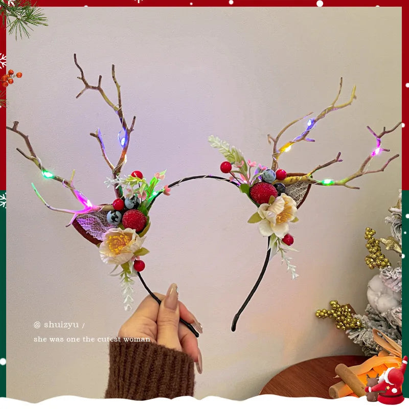Christmas Luminous Hairpin & Headband – LED Deer Antler Hair Accessories | Xmas Party Gifts & New Year 2026 Decorations