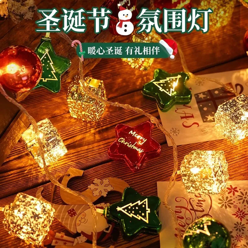 Christmas Candy Cane LED String Lights – Santa & Snowman Lamps | 2025 Xmas Tree & Outdoor Decorations New Year 2026