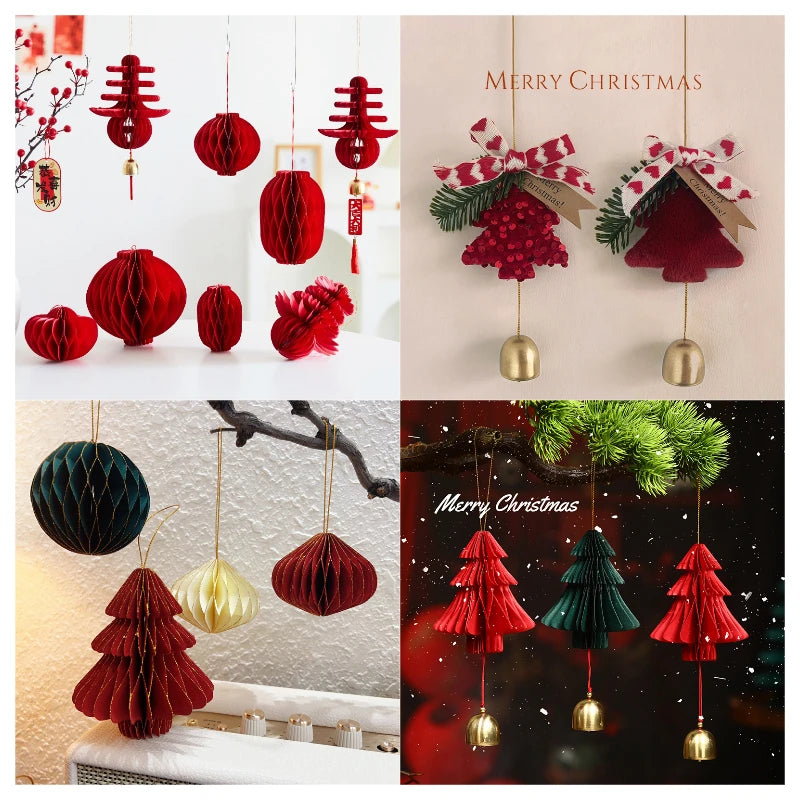 Christmas Tree Hanging Pendant – Cute Cardstock Ornaments | 2025 Xmas Home, Wall & Party Decorations New Year Decor