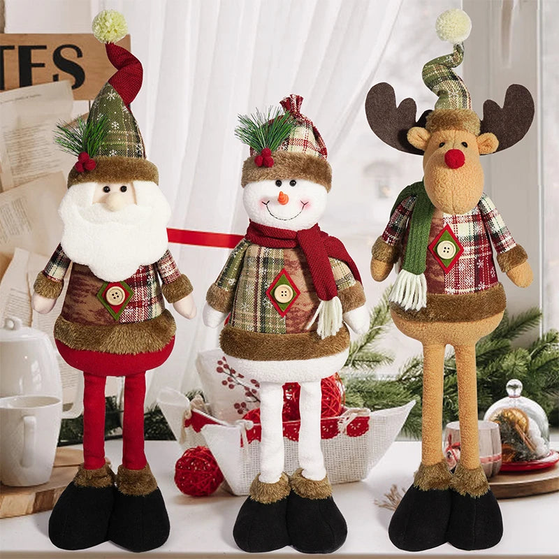 Christmas Standing Dolls – Santa Claus, Snowman & Reindeer Figurines | 2025 Holiday Home Decorations