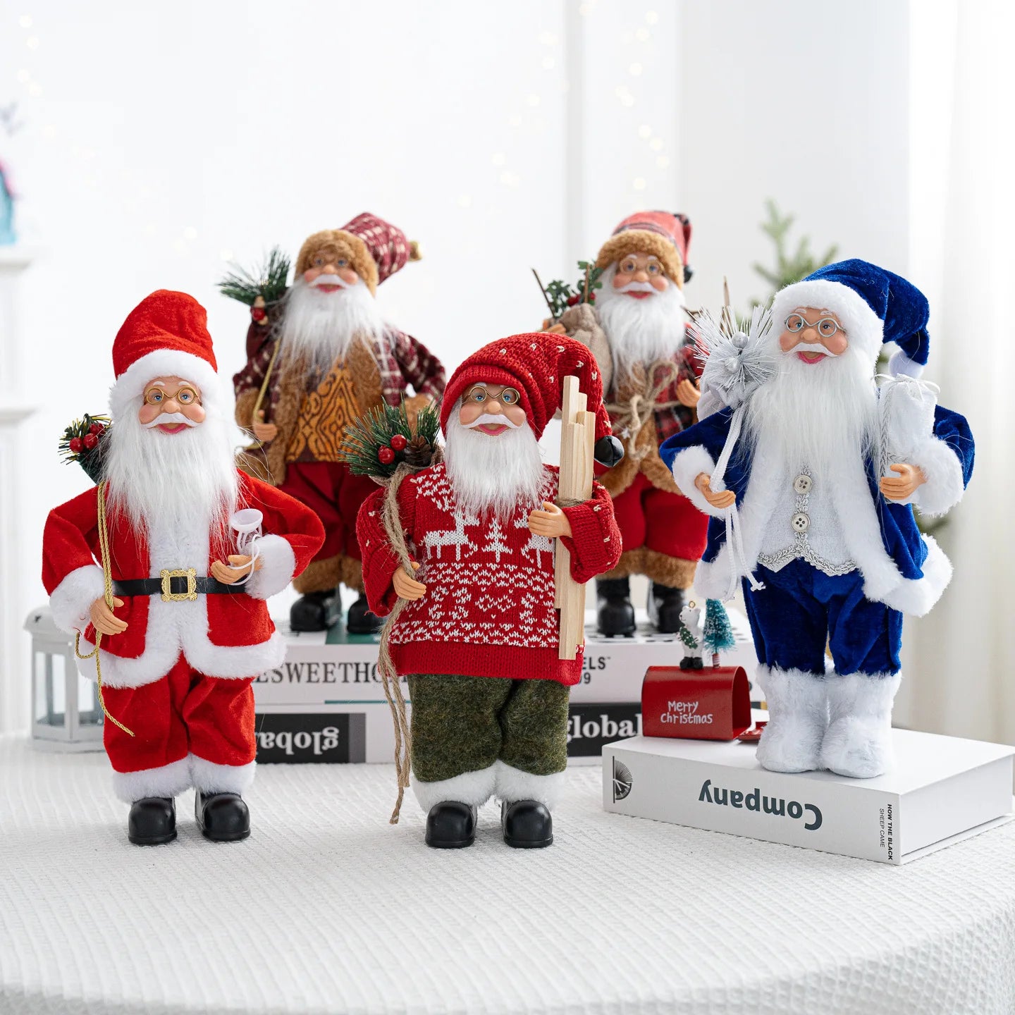 30cm Santa Claus Figurine with Christmas Backpack – Creative Standing Old Man Doll Ornament 2025