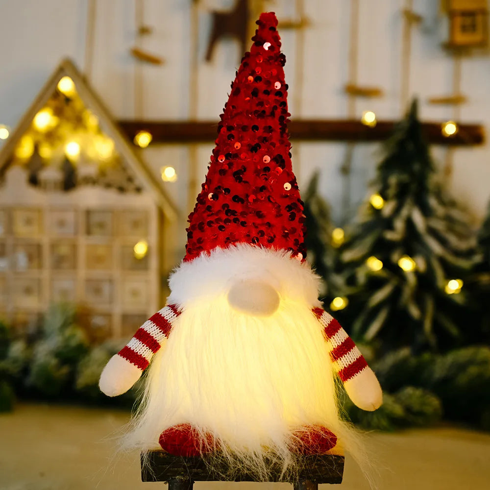 30cm Glowing Gnome Christmas Faceless Doll – LED Light Tree Decoration & Holiday Gift 2025