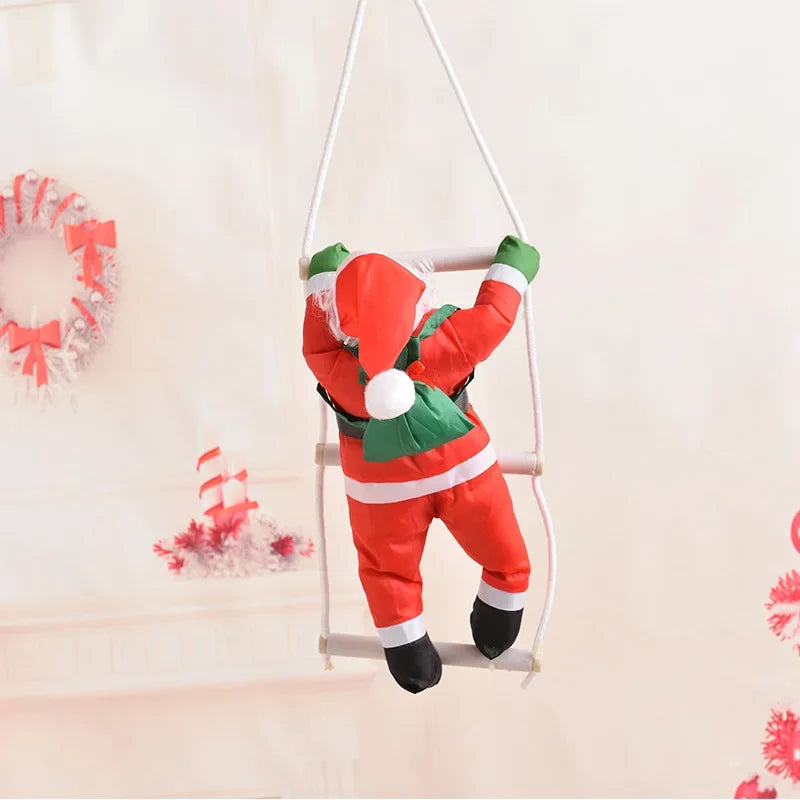 2025 Santa Claus Climbing Ladder Decoration – 25cm Hanging Doll | Xmas Tree, Wall & Window Ornament for Home & New Year