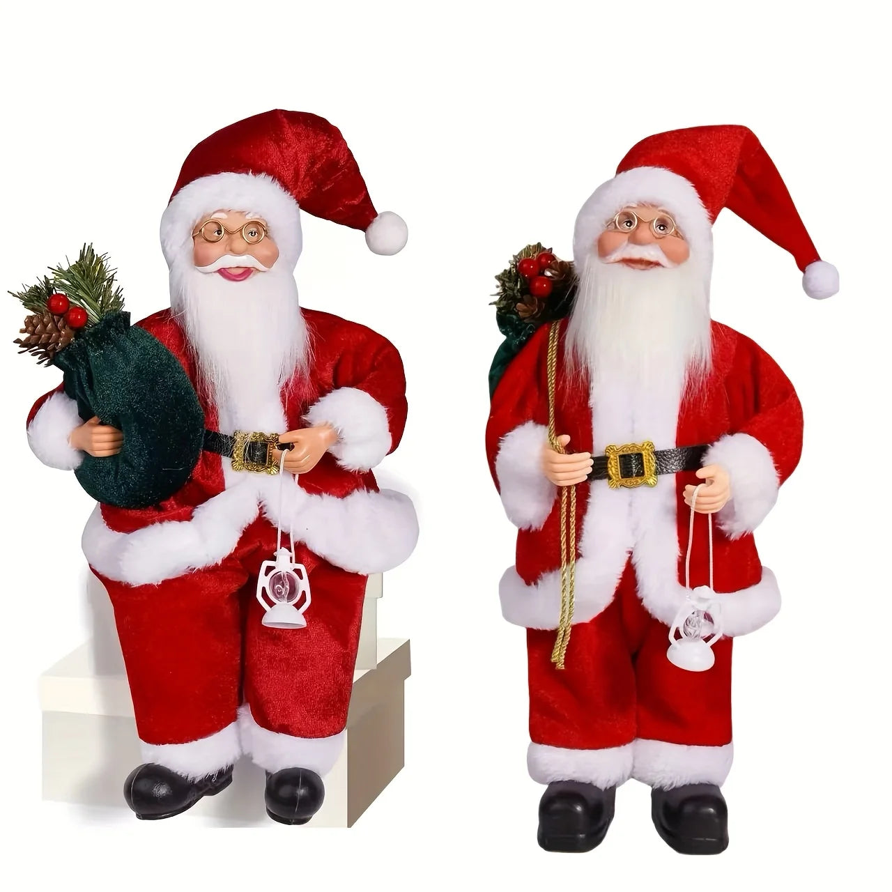 2/1 Piece Red Standing & Sitting Santa Claus Statue Ornaments – Dual Design Christmas Decorations 2025