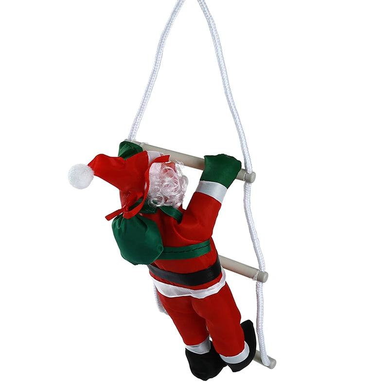 2025 Santa Claus Climbing Ladder Decoration – 25cm Hanging Doll | Xmas Tree, Wall & Window Ornament for Home & New Year