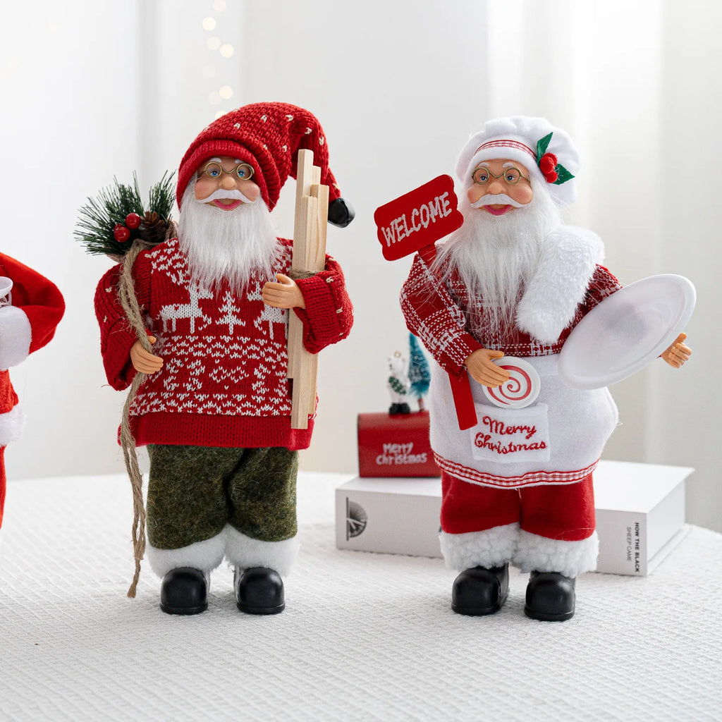 30cm Santa Claus Figurine with Christmas Backpack – Creative Standing Old Man Doll Ornament 2025