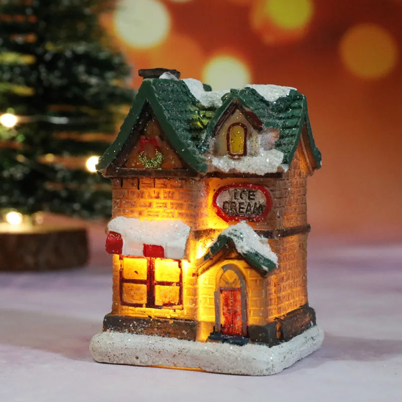 Christmas House Light Decorations – Resin Mini LED Ornaments with Battery | Kids Xmas Gift & Home Decor 2025