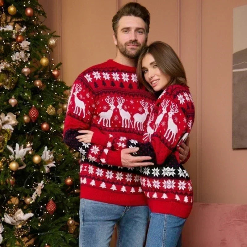 2025 New Family Matching Christmas Sweaters – Warm Knitted Pullover Jumpers for Women, Men & Kids