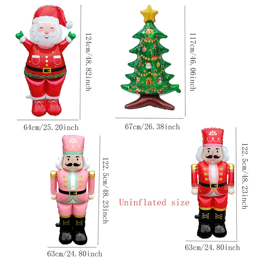 Large Christmas Balloon Set – Santa, Snowman & Elk Pedestal Decoration | Xmas Tree Party Display & New Year 2026 Decor