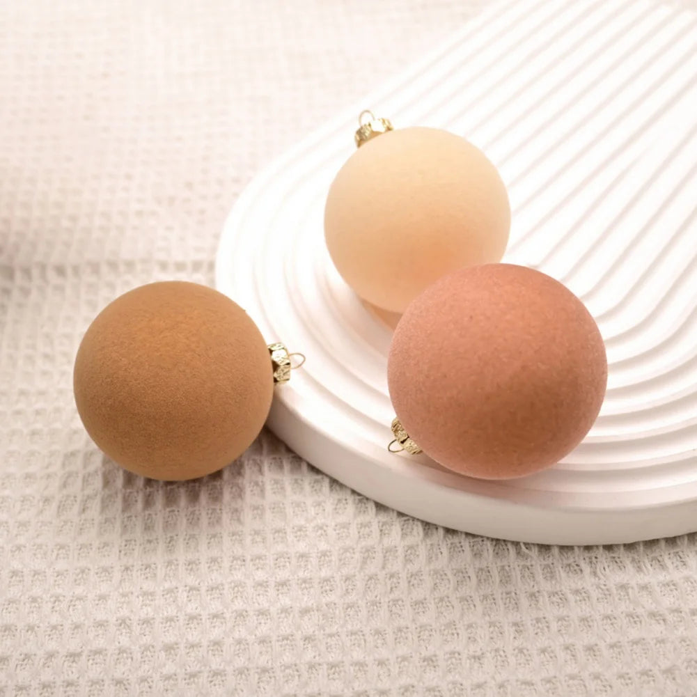 12 pcs Velvet Christmas Balls Set – 6cm Tree Ornaments with Gift Box | 2025 Xmas & New Year 2026 Decorative Baubles