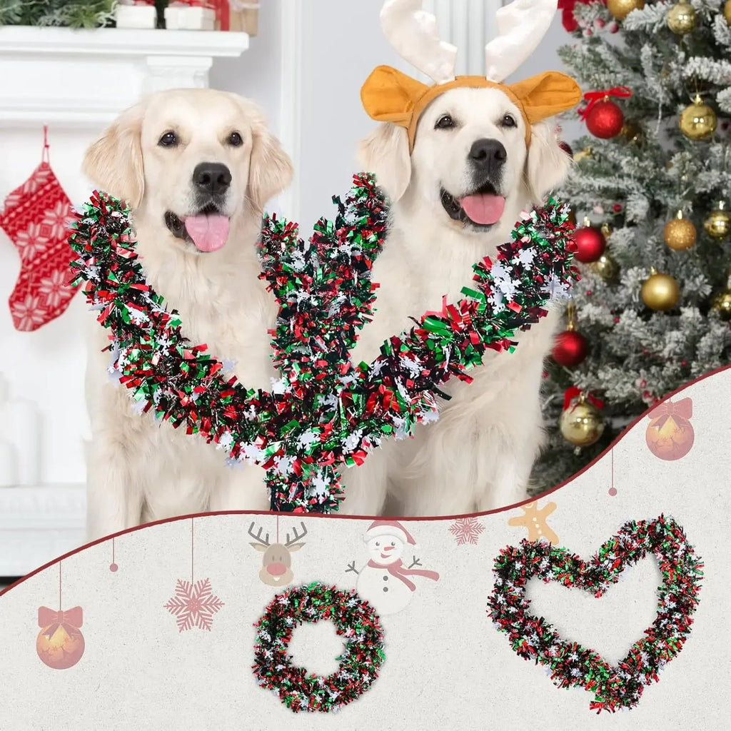 2M Christmas Snowflake Tinsel Garland – Metallic Twist Xmas Tree & Ceiling Decoration | Holiday Party & New Year 2026 Decor