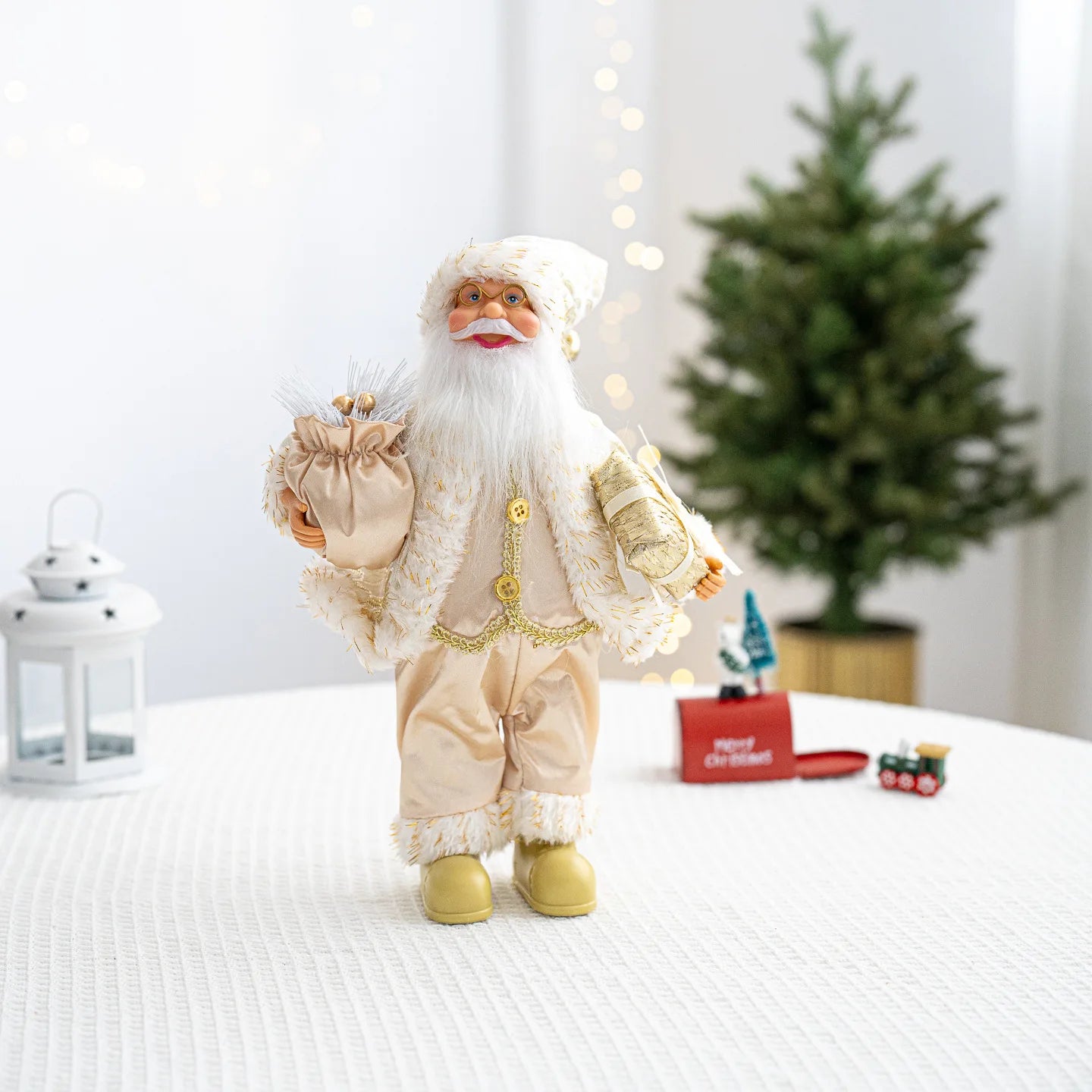 30cm Santa Claus Figurine with Christmas Backpack – Creative Standing Old Man Doll Ornament 2025