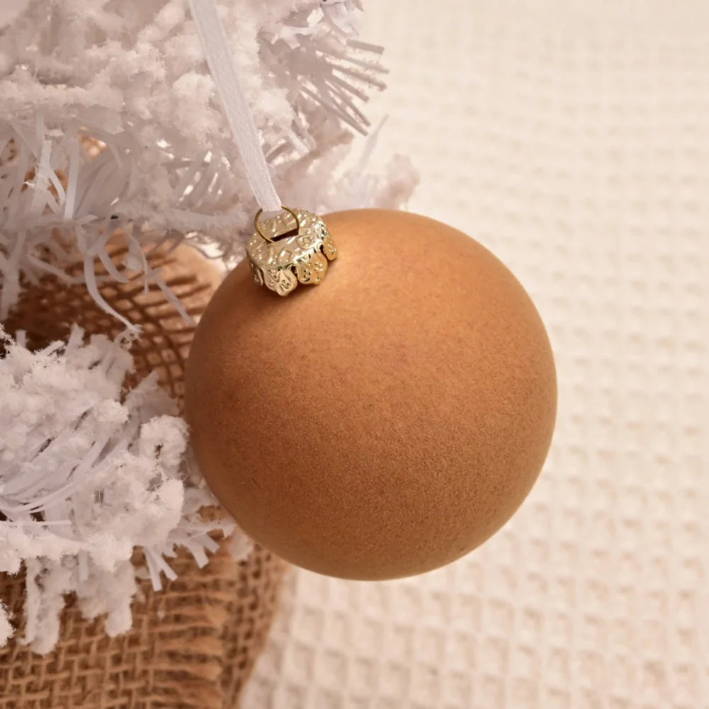 12 pcs Velvet Christmas Balls Set – 6cm Tree Ornaments with Gift Box | 2025 Xmas & New Year 2026 Decorative Baubles