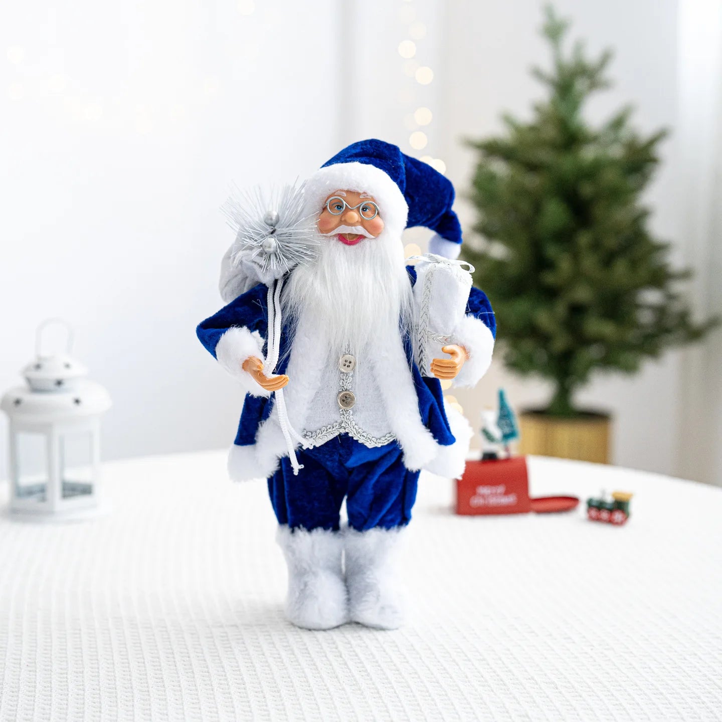 30cm Santa Claus Figurine with Christmas Backpack – Creative Standing Old Man Doll Ornament 2025