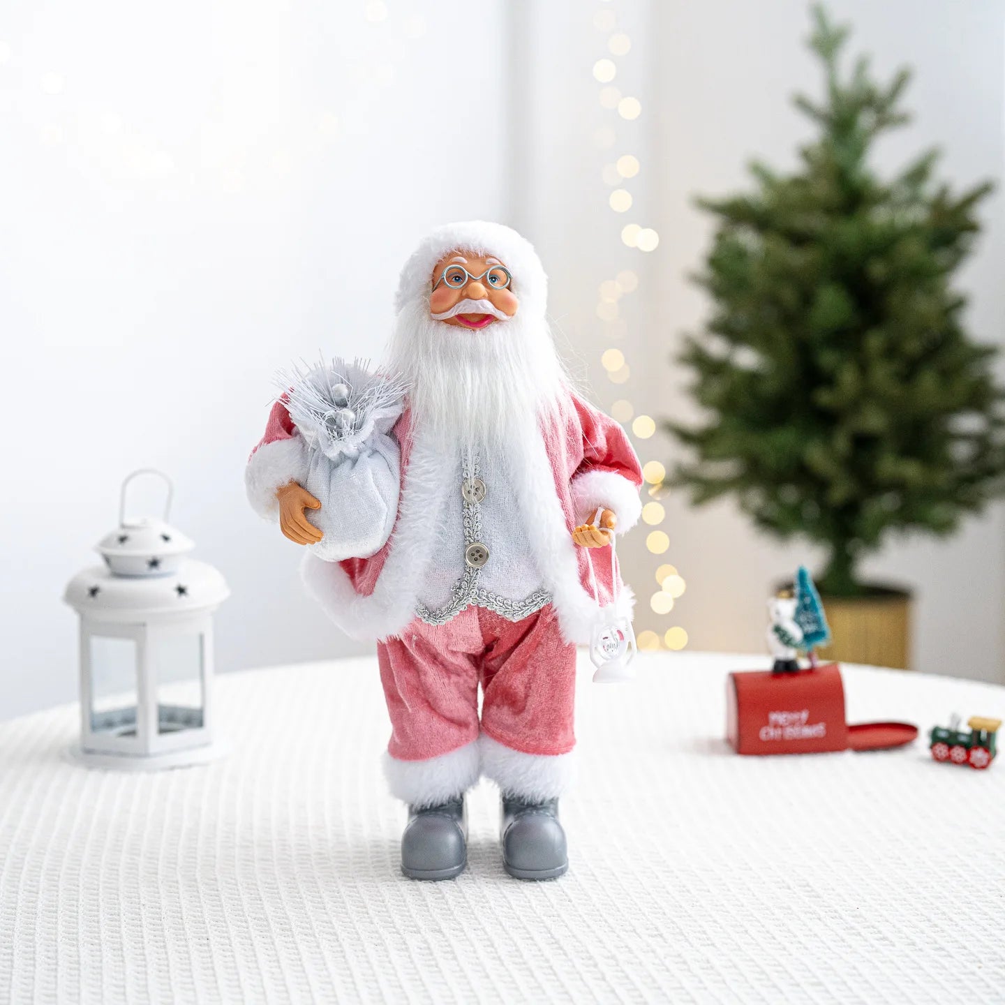 30cm Santa Claus Figurine with Christmas Backpack – Creative Standing Old Man Doll Ornament 2025