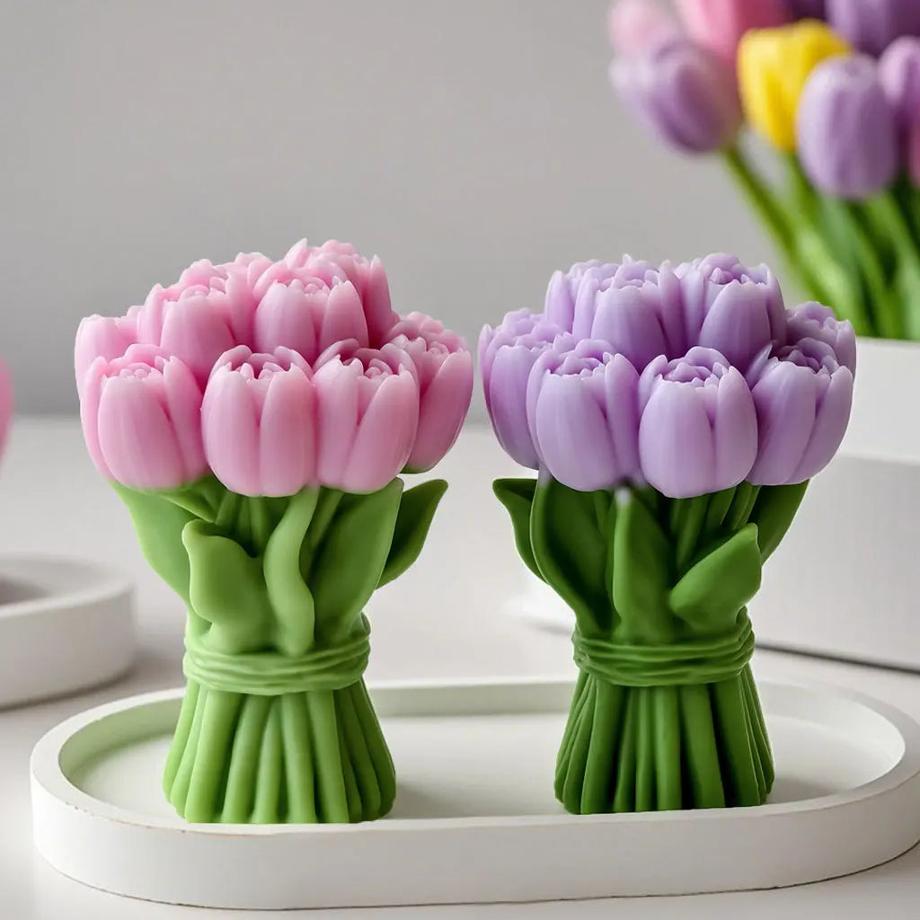 Valentine’s Day Tulip Bouquet Silicone Mold – DIY Candle, Soap, and Resin Craft Mold