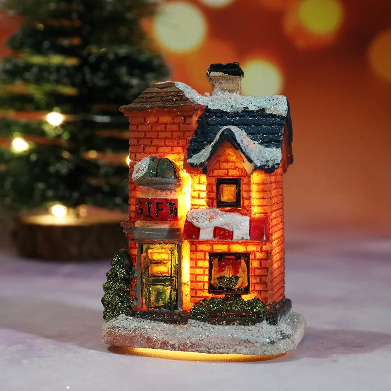 Christmas House Light Decorations – Resin Mini LED Ornaments with Battery | Kids Xmas Gift & Home Decor 2025