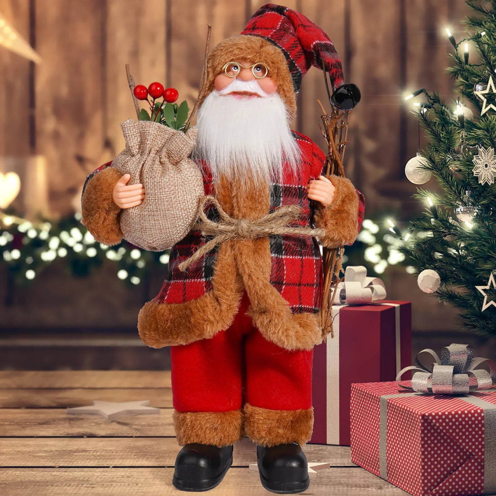 12-Inch Standing Santa Claus Figure – Christmas Window & Home Decoration 2025