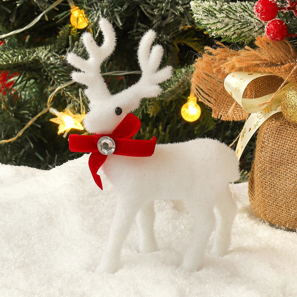 1/2 pcs White Elk Christmas Decoration – 16/21/26cm Reindeer Ornaments | Xmas Tree & Home Decor 2025 New Year Gift