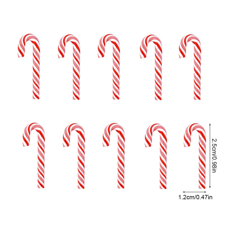 10/30/50pcs Mini Candy Cane Christmas Decorations – Red & White Resin Ornaments for DIY Crafts & Home Décor 2025