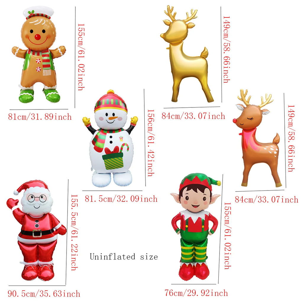 Large Christmas Balloon Set – Santa, Snowman & Elk Pedestal Decoration | Xmas Tree Party Display & New Year 2026 Decor